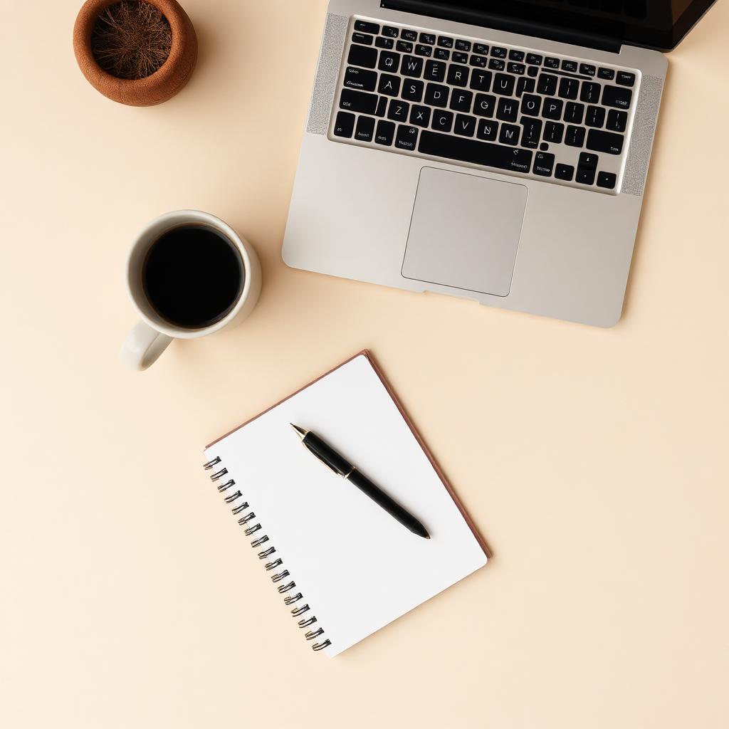 Poste de travail : ordinateur et carnet